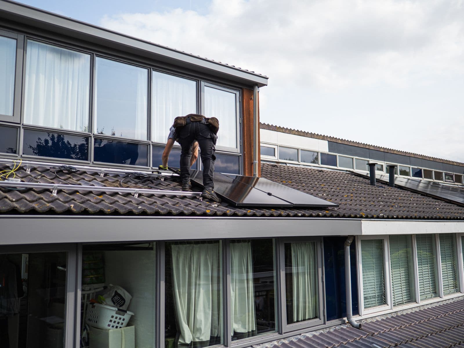 Rooftop solar panels installed on a residential home